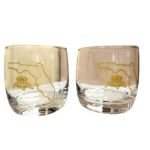 Pair Crown Royal Florida Edition Rocks Glasses Whisky Lowball Bourbon